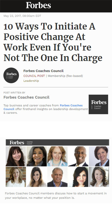 10 Ways To Initiate A Positive Change At Work Even If You’re Not The One In Charge : Forbes Eddie Turner