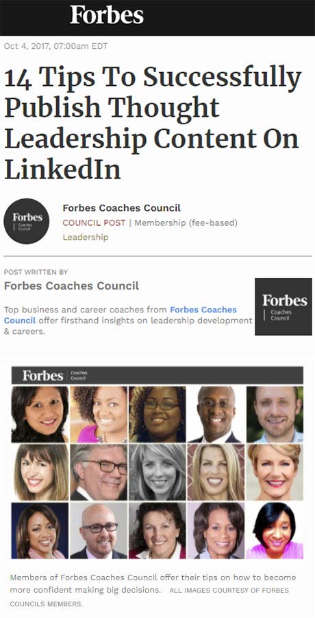 14 Tips To Successfully Publish Thought Leadership Content On LinkedIn : Forbes Eddie Turner