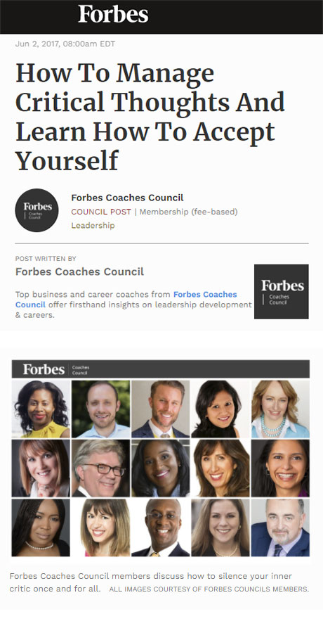 How To Manage Critical Thoughts And Learn How To Accept Yourself : Forbes Eddie Turner