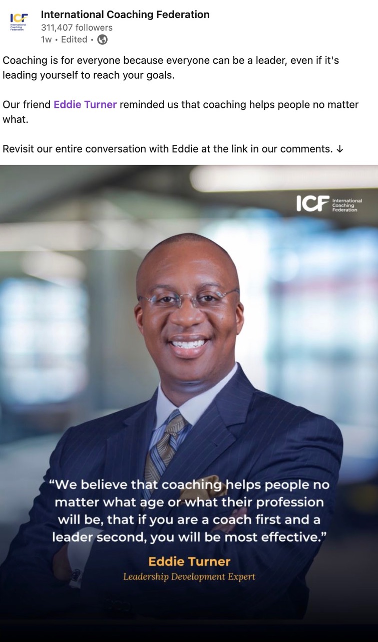 Eddie Turner International Coaching Federation LinkedIn Live Interview CEO Magda Mook